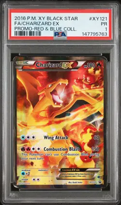 2016 POKEMON XY BLACK STAR PROMO #XY121 FULL ART/CHARIZARD EX PSA 1 - Image 1
