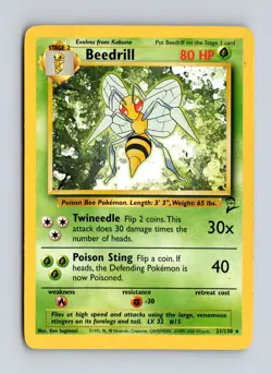 Pokemon - Beedrill - Non Holo - 21/130 - Base Set 2 - Rare Card - Light Played - Image 1