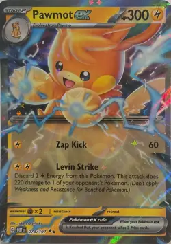 Pawmot ex 073/197 Double Rare Obsidian Flames Pokemon Holo Near Mint - Image 1