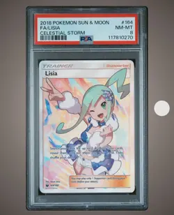 2018 Pokemon PSA 8 NM/MINT Lisia 164/168 Sun & Moon Celestial Storm Full Art - Image 1