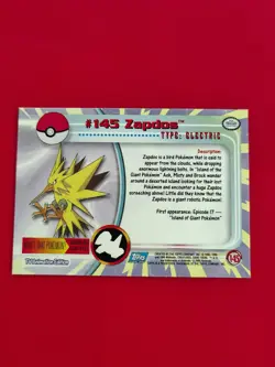 Topps TV Animation Edition Zapdos #145 Electric Pokemon Card English 2000 - Image 2