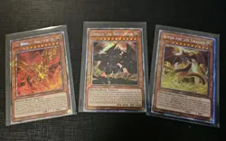 Egyptian God Cards Set Obelisk Slifer Winged Ra LP YuGiOh RA03 Platinum Secret - Image 1