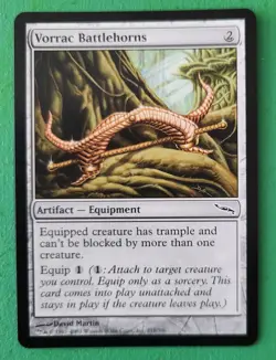 Magic The Gathering MTG - Vorrac Battlehorns Card - Artifact Equipment - Image 1