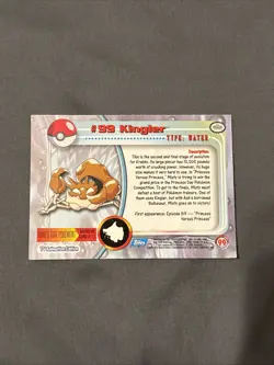 #99 KINGLER Blue Logo Pokemon Topps TV Animation Edition Trading Card 1999 2000 - Image 2