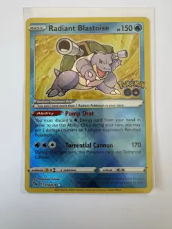Pokemon TCG Radiant Blastoise Holo Card 018/078 Pokemon Go NM - Image 1