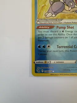 Pokemon TCG Radiant Blastoise Holo Card 018/078 Pokemon Go NM - Image 2