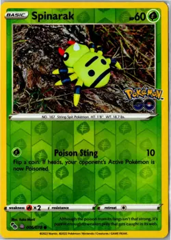 Pokemon Card - Spinarak (Peelable Ditto) Pokemon GO 006/078 Holo Reverse Holo LP - Image 1