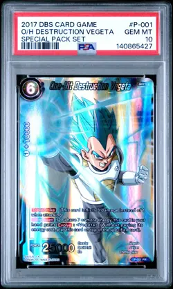 2017 DRAGON BALL SUPER CARD ONE-HIT DESTRUCTION VEGETA P-001 PROMO PSA 10 - Image 1
