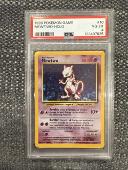 1999 Pokemon Game Base Set Mewtwo Holo Rare Card 10/102 PSA 4 - Image 1