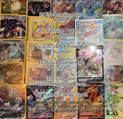 POKEMON CARD BUNDLE V or VMAX ULTRA RARE HOLO/REVERSE SHINY CARDS 50 CARD BUNDLE - Image 1