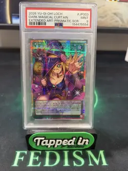 2026 YU-GI-OH! JPN LOCH-EXTENDED ART-PRISMATIC SR DARK MAGICAL CURTAIN PSA 9 - Image 1