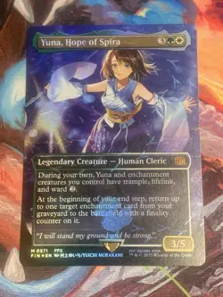 Yuna, Hope of Spira (Borderless) (Chocobo Track Foil) Final Fantasy Foil - Mint - Image 1