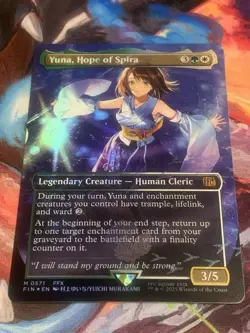 Yuna, Hope of Spira (Borderless) (Chocobo Track Foil) Final Fantasy Foil - Mint - Image 2