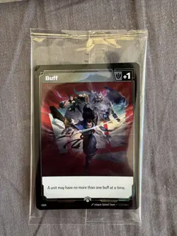 SEALED Riot Exclusive Riftbound Fist Bump Buff Double Sided Promo Card - Image 1