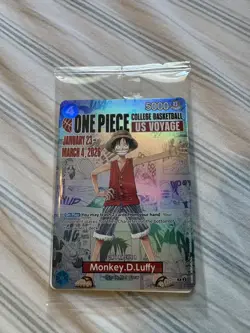 One Piece Monkey.D.Luffy College Basketball US Voyage P-055 Promo Card - SEALED - Image 1