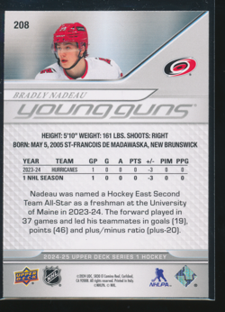 2024-25 Upper Deck Series 1 Bradly Nadeau YG Young Guns #208 Rookie RC C849 - Image 2