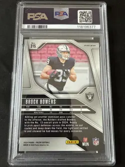 2024 Panini Prizm #315 Brock Bowers RC Green Wave Prizm PSA 9 MINT Raiders - Image 2