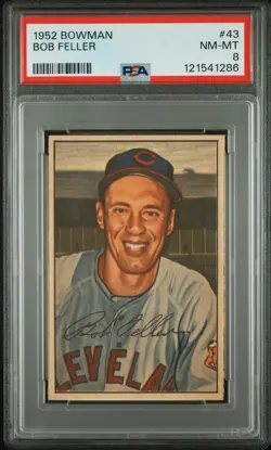 1952 Bowman - Bob Feller #43 PSA 8 Cleveland Indians/Guardians - Image 1