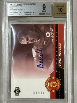 Phil Neville 2001 UD Manchester United Manuscripts Red /200 BGS 9 Auto 10 ⚽ - Image 1