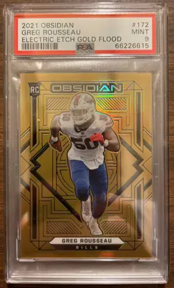2021 Obsidian Greg Rousseau Electric Etch Gold Flood 10/10 Rookie PSA 9 Pop 2 - Image 1