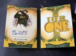 2026 Topps Tier One Bryan Reynolds Auto Relics Die-Cut Book Card /49 Pirates - Image 1