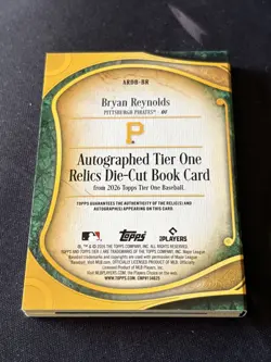 2026 Topps Tier One Bryan Reynolds Auto Relics Die-Cut Book Card /49 Pirates - Image 3