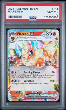 Pokemon Prismatic Evolutions #014 Flareon EX PSA 10 Card GEM MINT Free Shipping! - Image 1