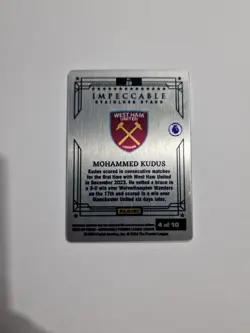 Mohammed Kudus /10 Gold Stainless Stars 2023-24 Panini Impeccable Soccer West Ha - Image 2