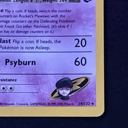 Rocket’s Mewtwo 14/132 Pokemon TCG Gym Challenge Holo Foil Rare Card Played MP- - Image 4