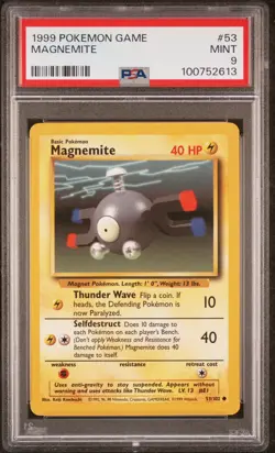 Magnemite 53/102 Base Set Common PSA 9 Pokemon Card WOTC - Image 1