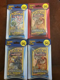 Pokemon Sun & Moon Unbroken Bonds Lot - x4 Sealed Dollar General Mini (3 cards) - Image 1