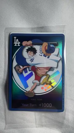 ONE PIECE X DODGERS PROMO MONKEY D LUFFY DON CARD IN HAND - Image 1