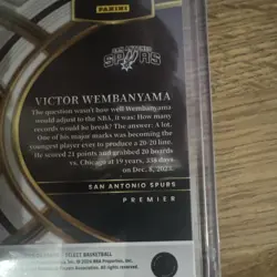 Panini 2023-24 Select Premier Level Victor Wembanyama RC #121 Base Spurs - Image 3