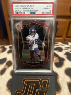 2020 Panini Select - Premier Level Justin Jefferson #161 Maroon Prizm Die-Cut... - Image 1