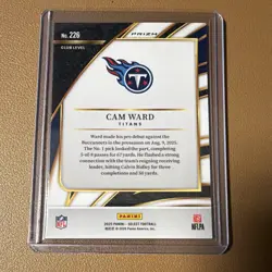 Panini 2025 Select Prizm Club Level Cam Ward Tennessee Titans RC #226 - Image 2
