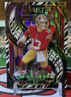 2024 Panini Select - Premier Level Brock Purdy #124 Zebra Shock Prizm - Image 1