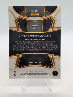 2023-24 Panini Select - Mezzanine Level Victor Wembanyama #311 (RC) - Image 2