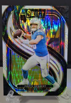 Panini 2024 Select Justin Herbert White Shock Prizm 131 /199 Premier Level - Image 1