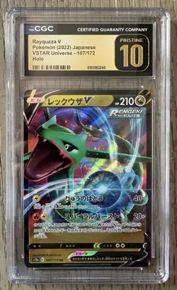 CGC 10 Pristine Rayquaza V 107/172 VSTAR Universe Japanese Pokemon Card Holo - Image 1