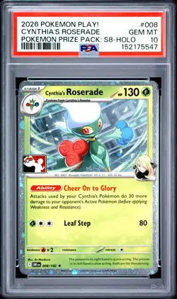 PSA 10 Cynthia's Roserade Pokemon Prize Pack Series 8 Promo Pokemon Card Holo - Image 1