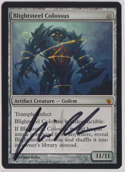 MTG - Blightsteel Colossus Mirrodin Besieged Regular Signed by Chris Rahn - Image 1
