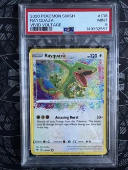 2020 RAYQUAZA Pokemon Card #138 138/185 Amazing Rare Holo Vivid Voltage PSA 9 - Image 1