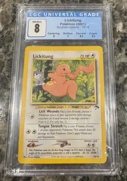 CGC 8 MINT Lickitung 2001 Southern Islands 16/18 Pokemon Card BLUE LABEL! RARE! - Image 1