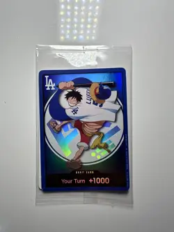 ONE PIECE x DODGERS MONKEY D LUFFY DON CARD ITS YOUR TURN +1000 ** IN HAND ** - Image 1