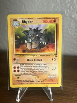 Rhydon Pokemon TCG Card Base Set 2 Unlimited 59/130 Non-Holo Uncommon - Image 1