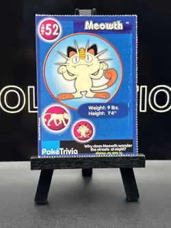 Meowth #52 PokeTrivia 1999 Burger King Perforated Pokemon Card - Image 2