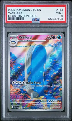 2025 POKEMON JTG EN-JOURNEY TOGETHER ILLUSTRATION RARE #162 WAILORD PSA 9 - Image 1