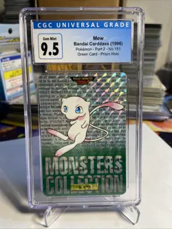 Cgc 10 Mew Bandai Carddass Part 2 Green Card Prism Holo #151 1996 - Image 1