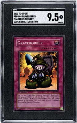SGC 9.5 Mint + 2002 Yu-Gi-Oh Graverobber PSV-008 Super Rare 1st Edition Card - Image 1