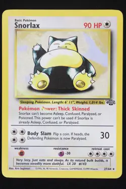 Snorlax - 27 - Jungle - Pokemon Card - Lightly Played - Image 1